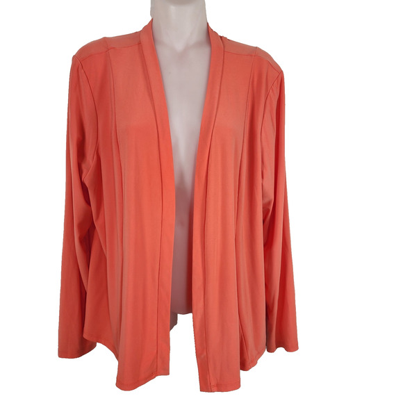 Attitudes by Renee Women Como Jersey Drape Front Knit Open Cardigan Large Orange - Picture 1 of 8